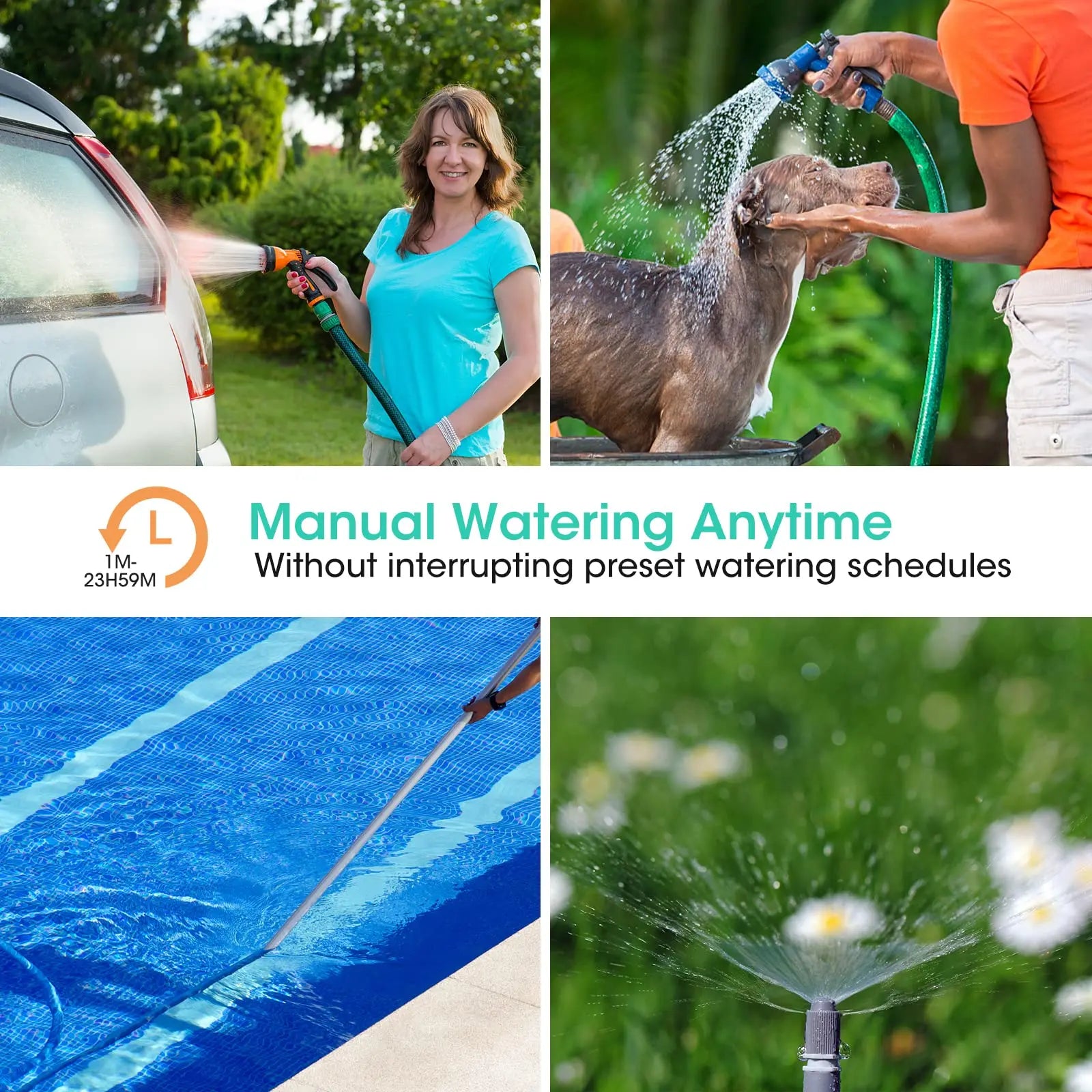 Smart Irrigation System with Automatic Water Timer and LCD Display, IPX5 Rated Sprinkler Control for Garden Optimization