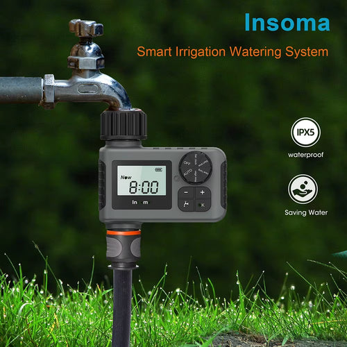 Smart Irrigation System with Automatic Water Timer and LCD Display, IPX5 Rated Sprinkler Control for Garden Optimization