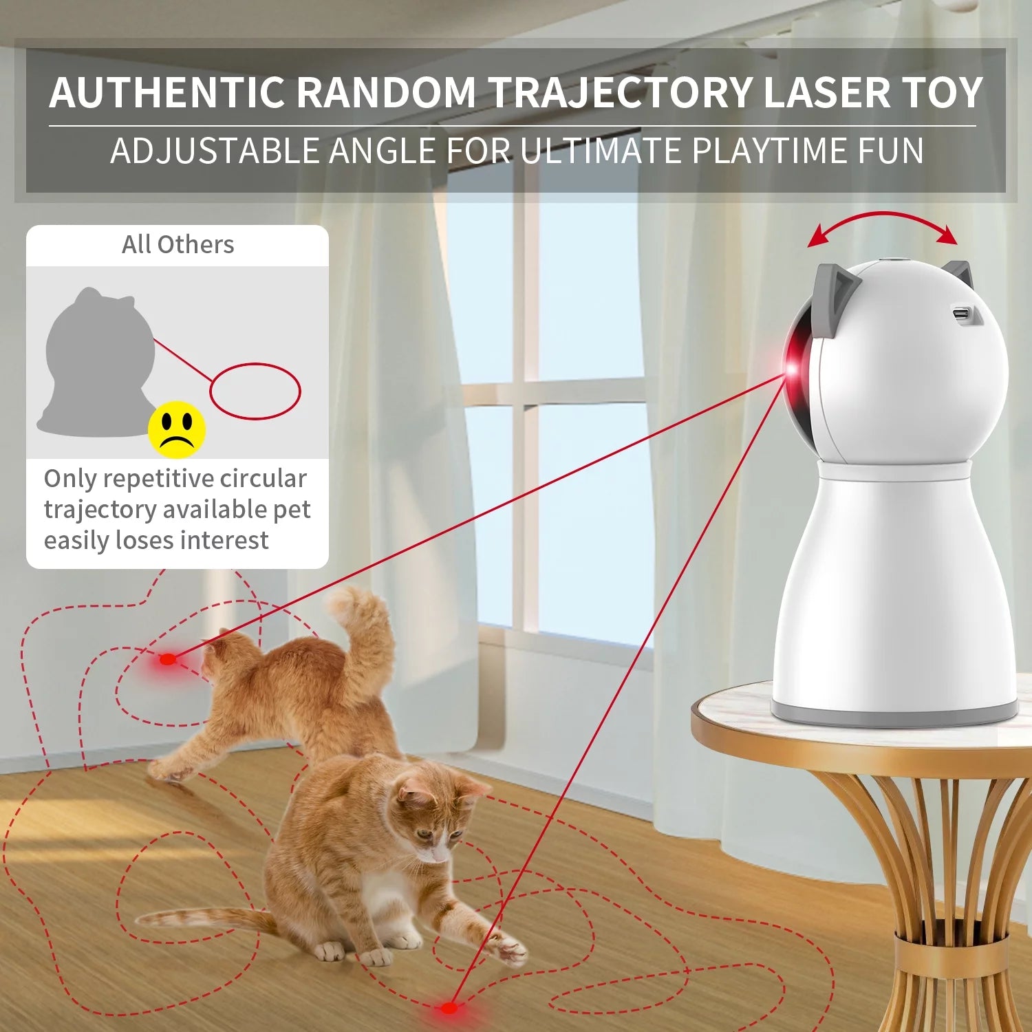 4th Generation Motion-Activated Rechargeable Automatic Cat Laser Toy with Real Random Trajectory - Interactive Toy for Indoor Cats, Kittens, and Dogs