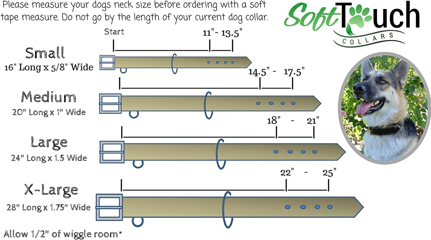 Genuine Leather Padded Dog Collar, Large Brown, 24" Length x 1.5" Width, Fits Neck Sizes 18" to 21