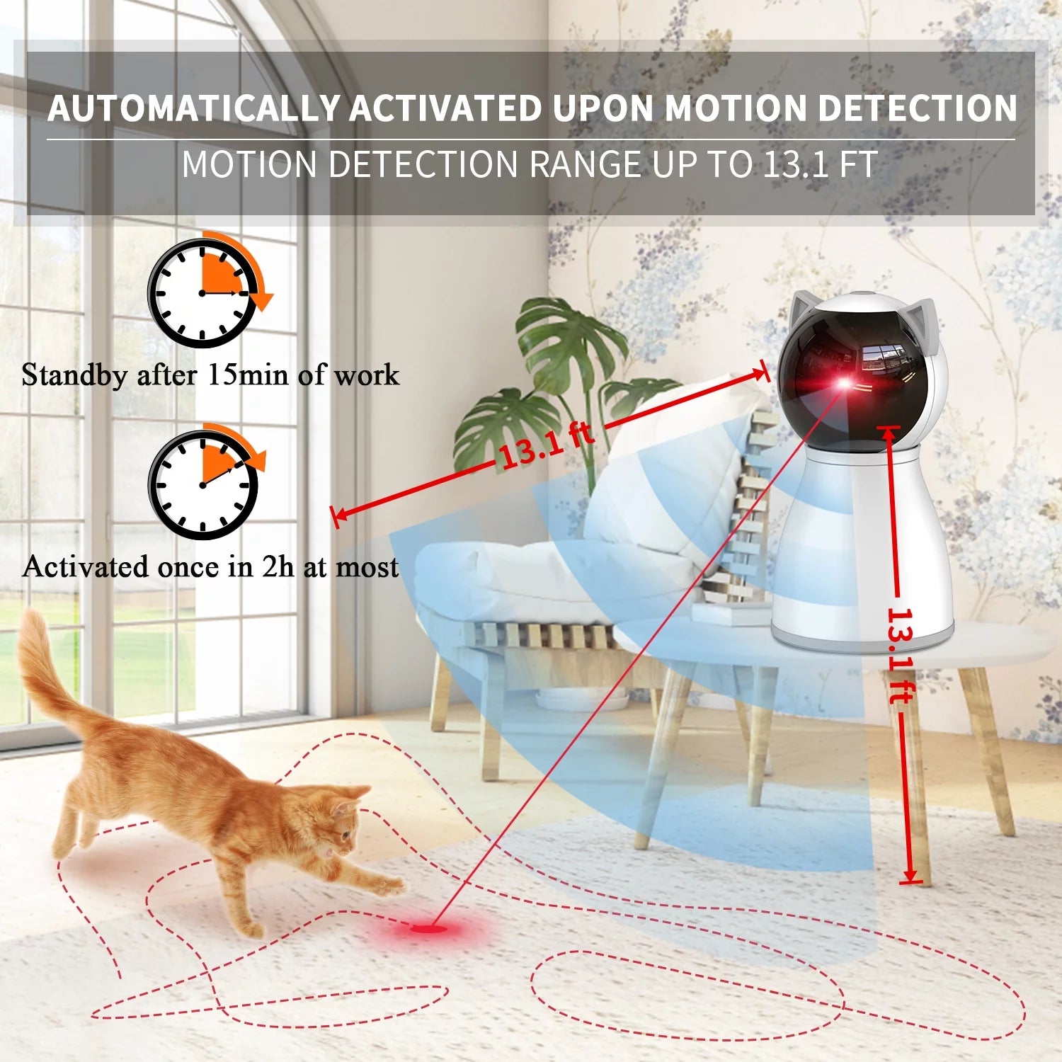 4th Generation Motion-Activated Rechargeable Automatic Cat Laser Toy with Real Random Trajectory - Interactive Toy for Indoor Cats, Kittens, and Dogs