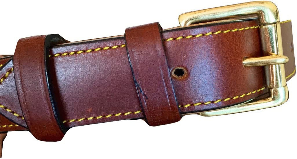 Genuine Leather Padded Dog Collar, Large Brown, 24" Length x 1.5" Width, Fits Neck Sizes 18" to 21